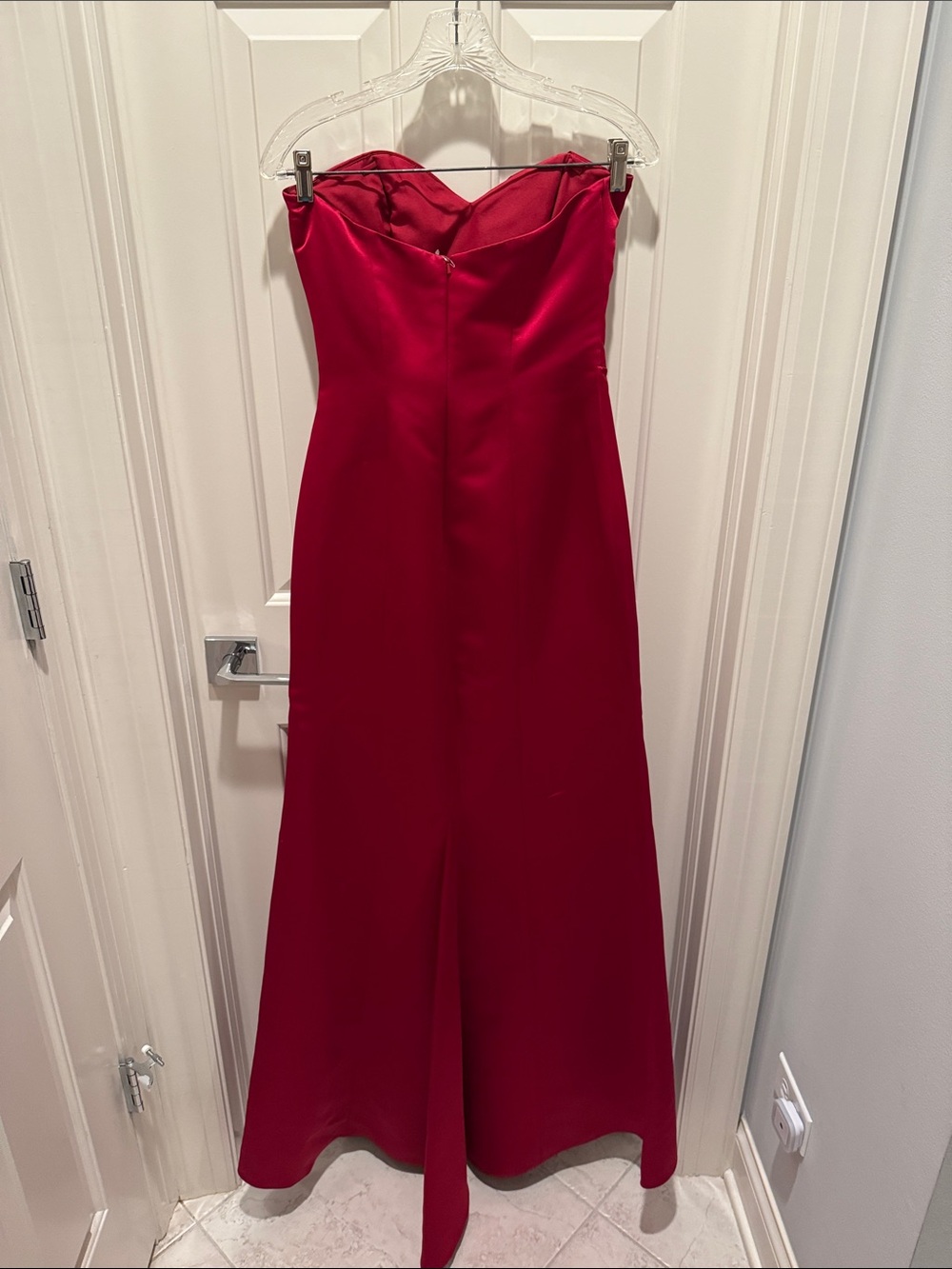 Strapless Red Formal Gown with Sweetheart Bodice - Picture 6 of 7